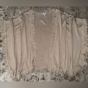 Coldwater Creek Taupe Fringed Poncho